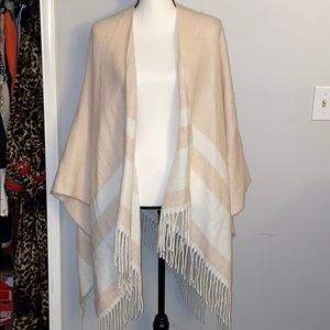 Pink and white striped shawl
